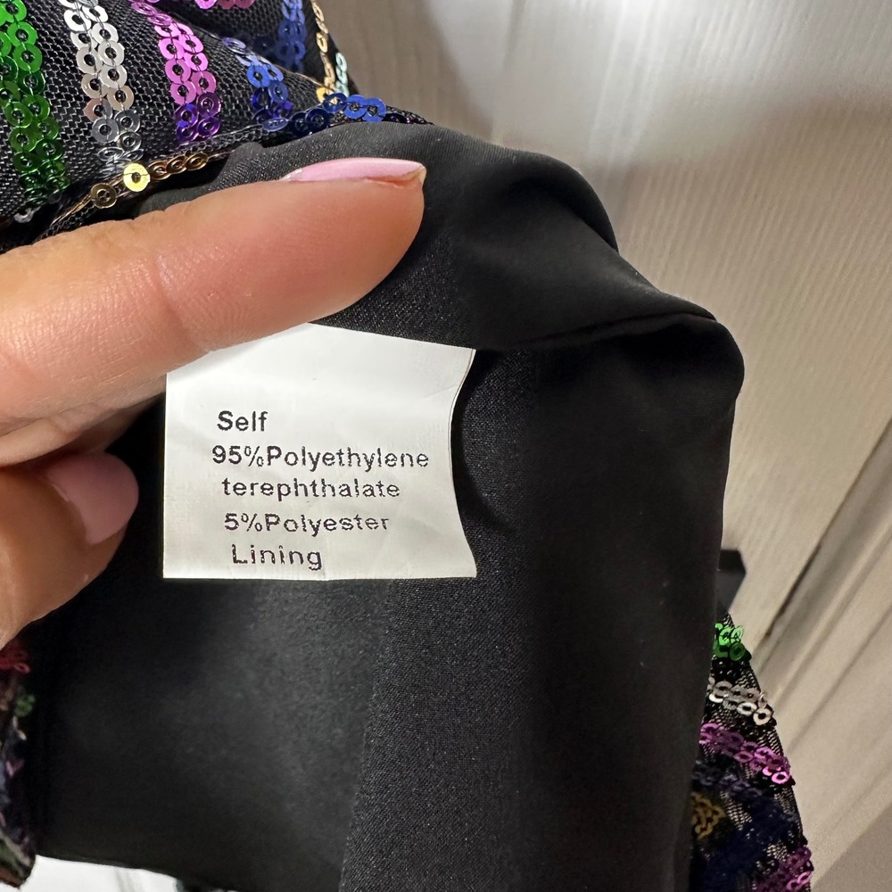 Amanda Uprichard Halette‎ Sequin Multicolor Chevron Halter Mini Dress Small NWT - Picture 7 of 10